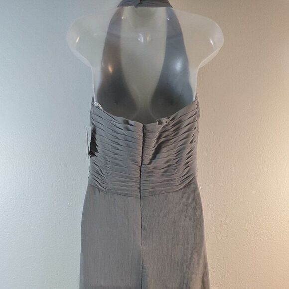 Davids Bridal Bridesmaid Prom Formal Soft Halter Crinkle Chiffon Lined Dress 8 - Picture 3 of 12